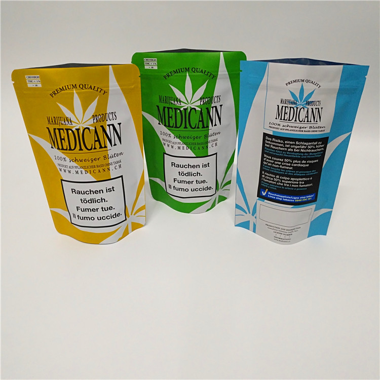 CBD Weed Foil Mylar Nhựa đứng lên Túi kín khí Chống mùi