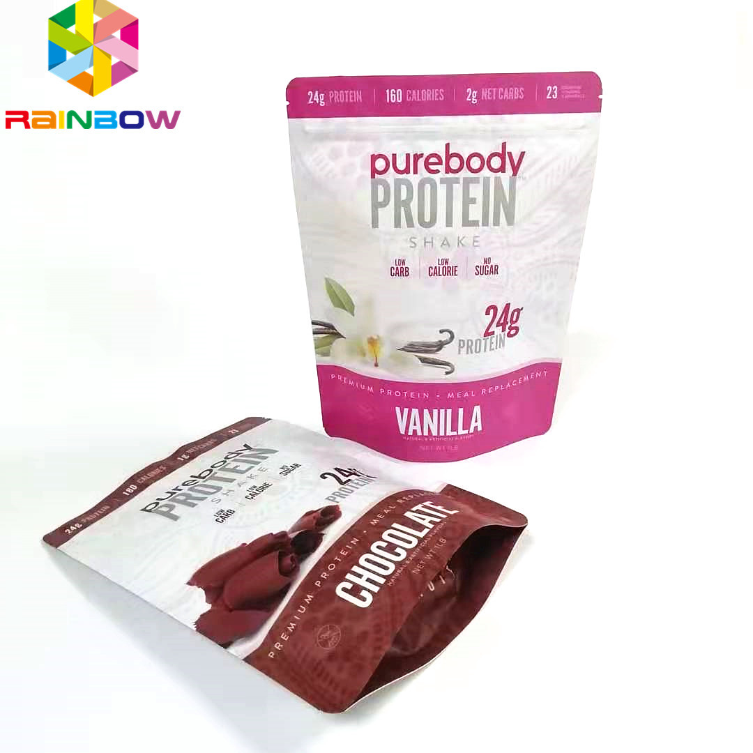 Túi đứng có thể tái sử dụng với ziplock bảo quản thực phẩm bao bì đóng gói có dây kéo túi in loại phẳng