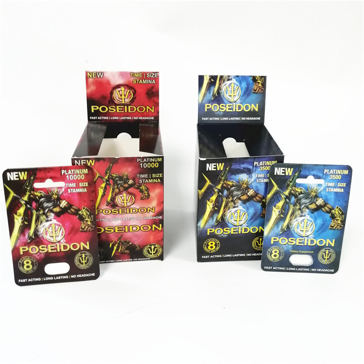 Hiển thị thẻ giấy in tùy chỉnh giúp nam giới tăng cường hoạt động tình dục Hộp thẻ Poseidon