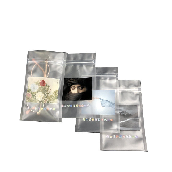 Hai mặt niêm phong Gấp trên Túi dưới cùng Bán buôn Túi trang trí tùy chỉnh Túi nhựa trong suốt có thể tái chế