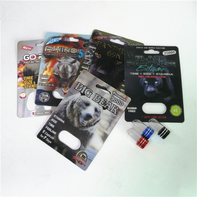 Thuốc tăng cường tình dục Bao bì Rhino Max 150K Vỉ 3D với hộp giấy cho viên nang tình dục dạng bột