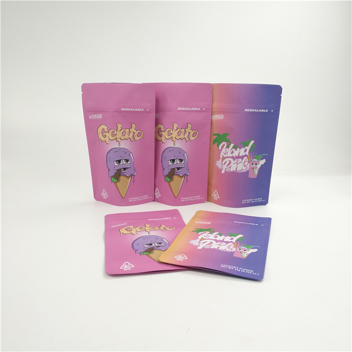 Tùy chỉnh Cảm ứng mềm chống mùi 3,5g 7g Túi đứng cho cây gai dầu Cần sa Cookies Doypack chống trẻ em