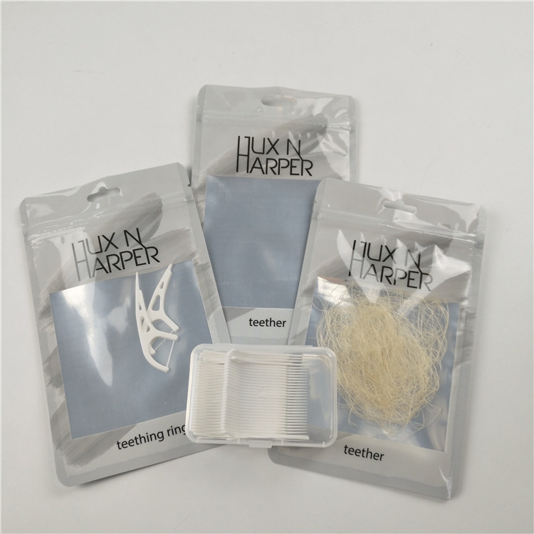 Bóng trong suốt phía trước chỉ nha khoa lỗ treo túi nhựa nhôm lá nhôm tùy chỉnh túi khóa zip bao bì