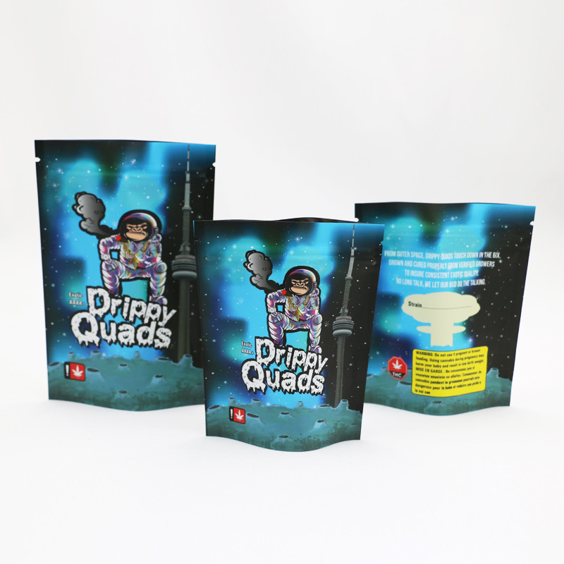 Túi có dây kéo bằng giấy bạc CMYK Mylar Weed Bao bì