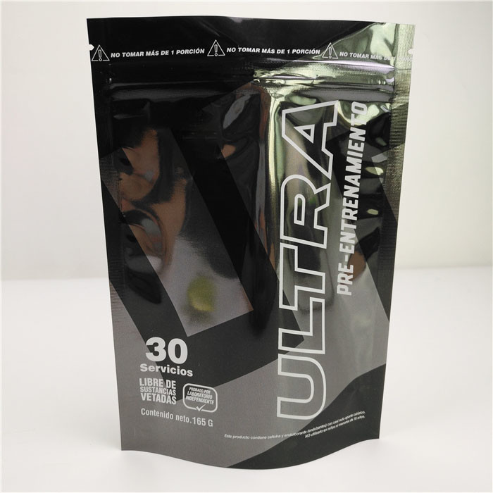 Lá nhôm đen bóng Mylar Túi nhựa đứng Logo tùy chỉnh