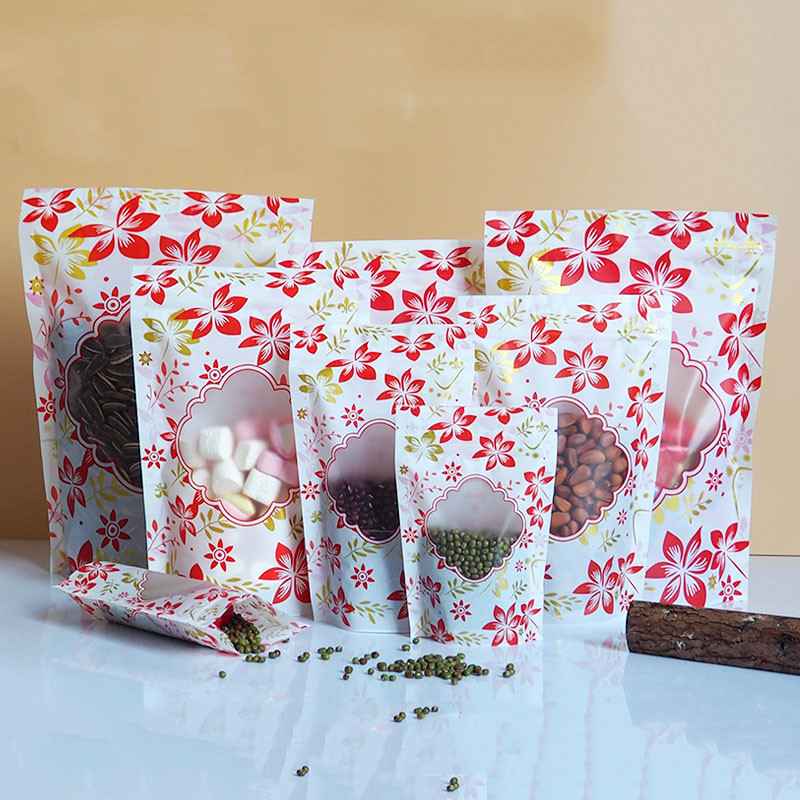 Zipper Glossy Đứng lên Bao bì Túi nhựa Logo tùy chỉnh có cửa sổ