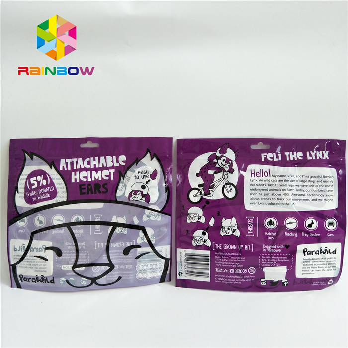 Bao bì in ấn tùy chỉnh nhỏ ba mặt kín với cửa sổ phía trước rõ ràng