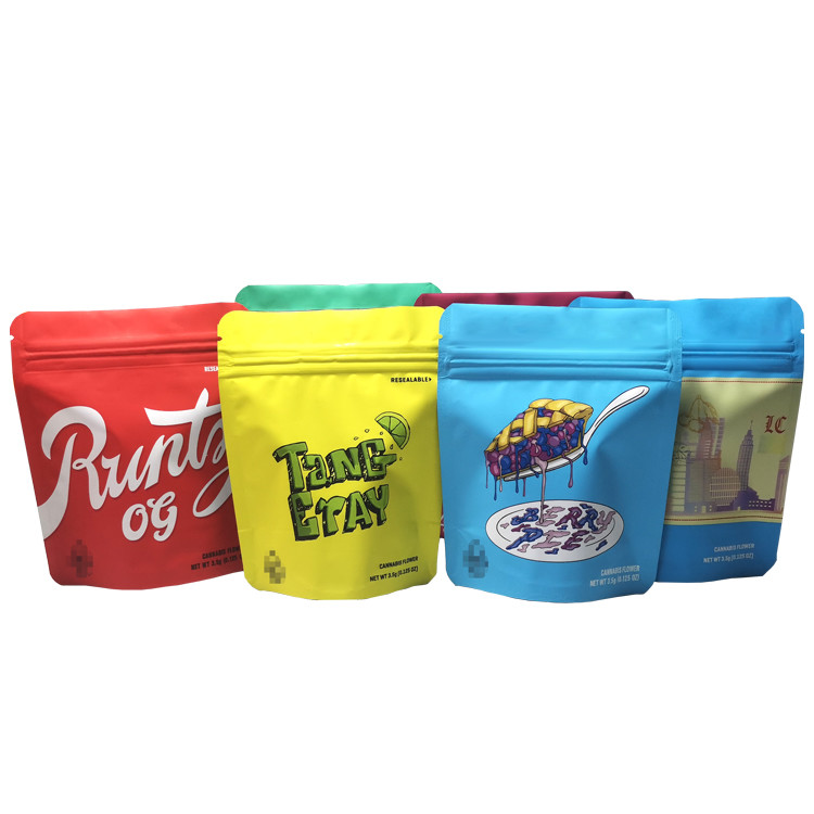 3.5g 7g 14g 1oz 1lb Túi đựng hoa cao cấp tùy chỉnh Giấy bạc in nhiều lớp Bao bì Mylar có mùi Túi Ziplock chống mùi