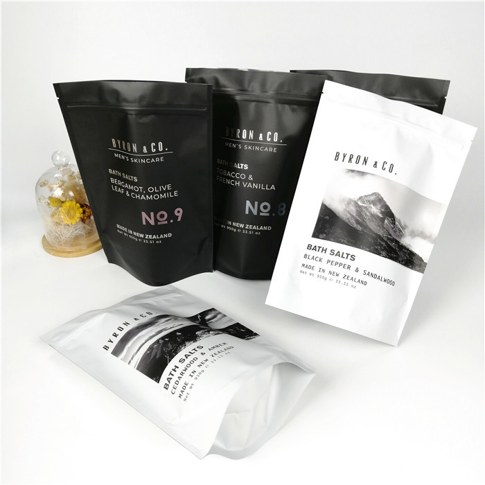 100% tái chế có thể phân hủy sinh học tùy chỉnh Logo có thể đóng lại được bánh quy màu đen mờ giấy bạc túi ziplock mylar Túi đứng lên