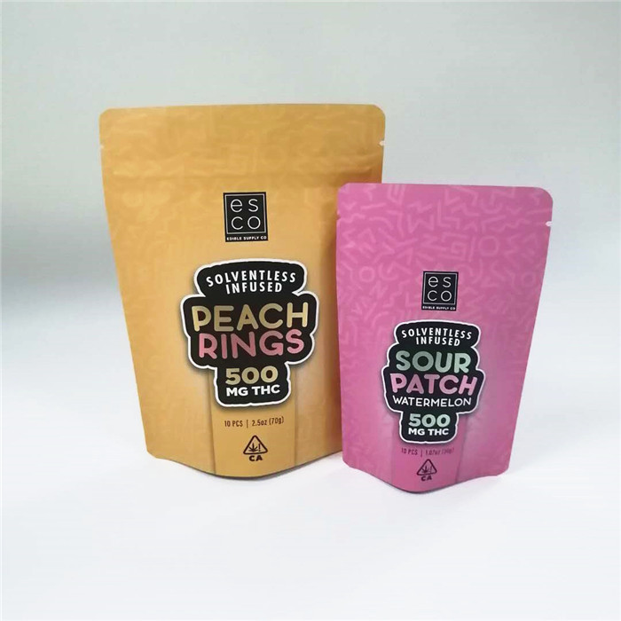 Túi chống mùi MOPP CMYK Mylar Cbd Thc Đứng lên Túi có dây kéo