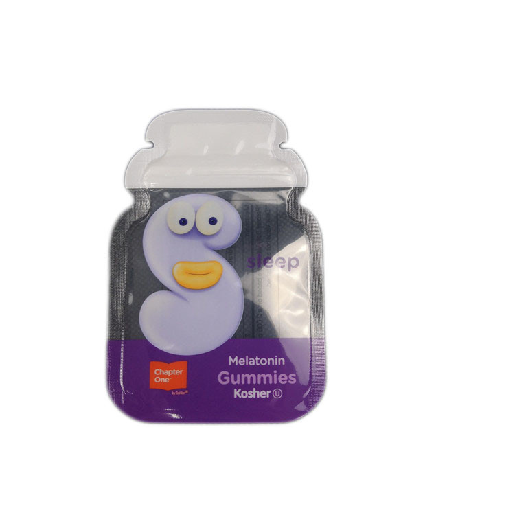 Cb Hình dạng tùy chỉnh 3 Bên Con dấu Giấy bạc Bao bì Kẹo dẻo Túi phẳng Túi nhựa tùy chỉnh Bao bì Túi khóa zip