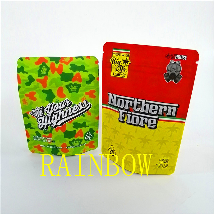 Tùy chỉnh mềm cảm ứng Ziplock được in bằng chứng có mùi Chống chịu nhiệt cho trẻ em Con dấu nhựa mờ Thiết kế cỏ dại Túi Mylar