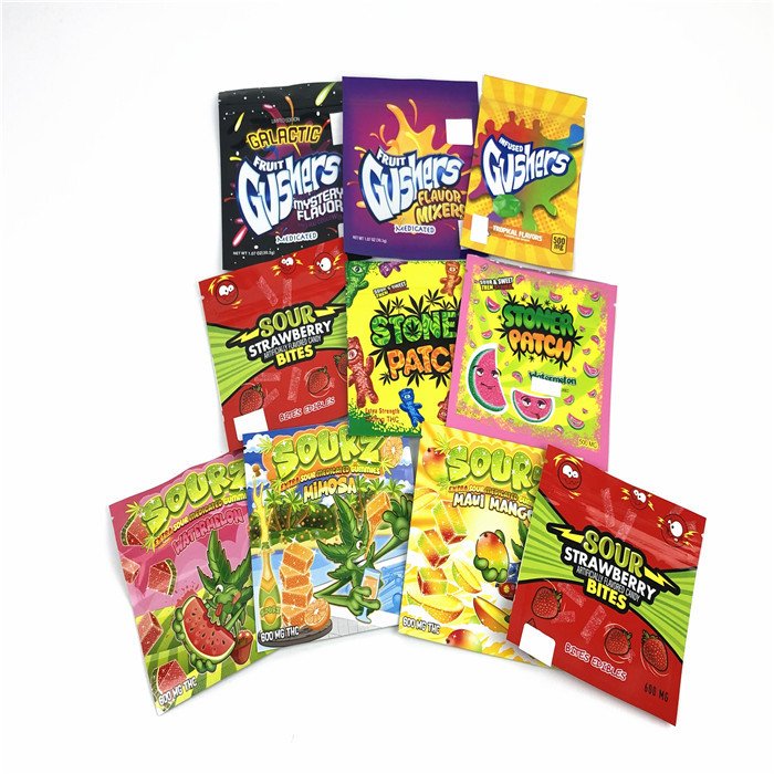 Tùy chỉnh mềm cảm ứng Ziplock được in bằng chứng có mùi Chống chịu nhiệt cho trẻ em Con dấu nhựa mờ Thiết kế cỏ dại Túi Mylar