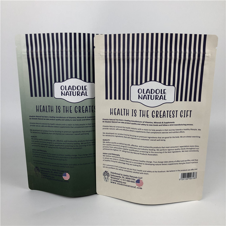 Chip in ấn tùy chỉnh Zip Lock Stand Up Pouch Túi giấy Kraft trắng