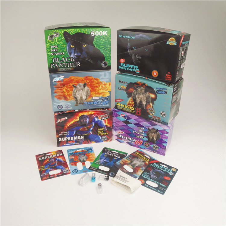 90mic Pills Thẻ giấy Thẻ 3D Rhino 7 Viên nang nhựa Vỉ ba chiều