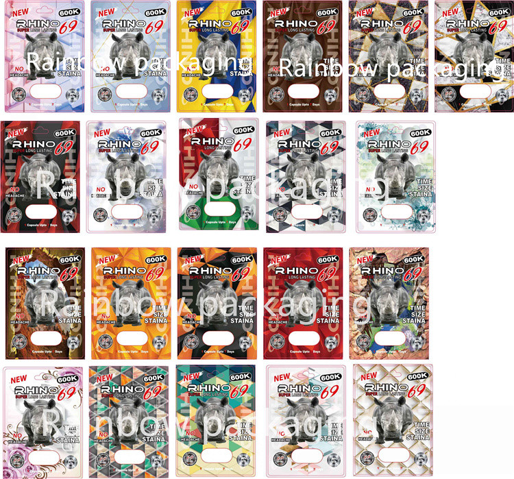 Thẻ đóng gói Vỉ 3D cho Rhino 10K / 100K / 69 viên Hộp giấy Hồng Pussy Cat Pills