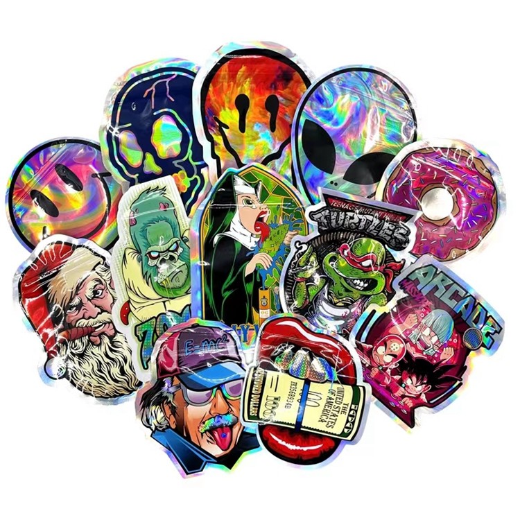 Hình tròn không đều đặn có thể uốn lại được Die Cut Candy Pouch Hình dạng tùy chỉnh Túi Mylar 3.5G 7G