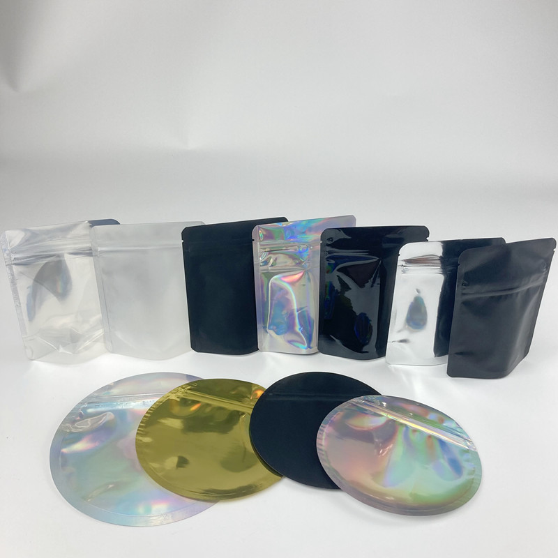 Túi đựng đồ ba chiều vòng tròn chống trẻ em Túi nhôm lá nhôm Hạt giống hoa Mylar Túi thoát hiểm Mylar