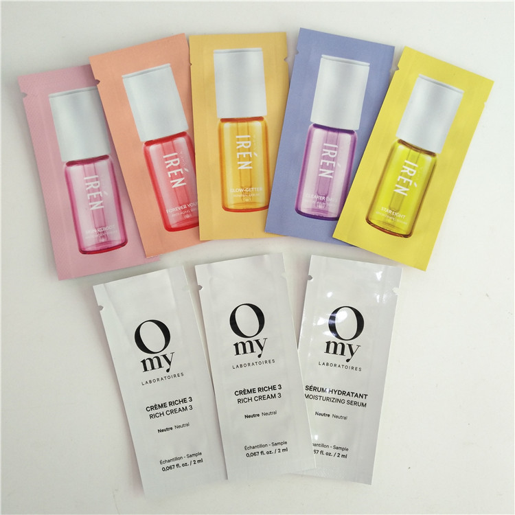 Mỹ phẩm niêm phong nhiệt Bao bì mẫu Bao bì Túi phẳng Mylar Foil 3 mặt Túi niêm phong