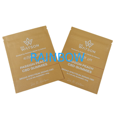 Sản phẩm bán nóng Biodegradable Stand Up Kraft Paper Bags chống mùi với logo Thẻ Mylar có thể đóng lại