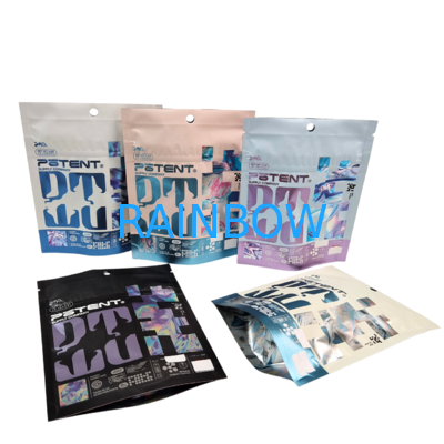 In kỹ thuật số Holographic 3.5g Cali Packs 4x5 Sachet Aluminium Foil không đều Nấm kẹo cao su Bao bì cắt đứt túi Mylar