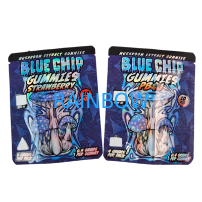 Die Cut Cali 3.5g 7g 14g 28g Mylar Bags cho kẹo cao su nhai kẹo cao su Holographic Smell Proof Ziplock Bag