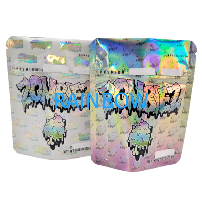 Túi Mylar Holographic Có Thể Đóng Lại Chống Mùi Đứng Lên Túi 3.5g/7g/1oz/1lb Kẹo Dẻo Túi Nhựa Với Khóa Kéo