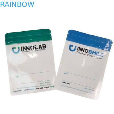 Túi khóa kéo logo tùy chỉnh cho khay niềng răng với hàn nhiệt và túi nhựa Mylar trong suốt một mặt