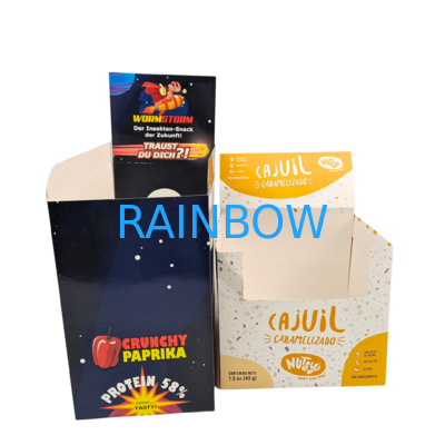 Thẻ bán lẻ tùy chỉnh Thẻ gấp 3.5g Hộp giấy cho bữa sáng Bột khô ngay lập tức hạt trái cây ngũ cốc đóng gói thực phẩm