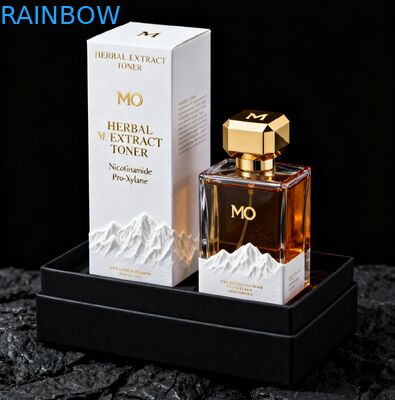 Hộp đóng gói mỹ phẩm phân hủy sinh học được in tùy chỉnh với tem vàng và thạch cao cho hộp quà tặng nước hoa