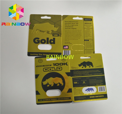 Gold Rhino 100k Nam tăng cường hiệu suất tình dục Thuốc chai 3d Hiệu ứng hologram Thẻ